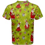 Background With Santa Claus, Christmas Decorations Men s Cotton T-Shirt