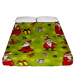 Background With Santa Claus, Christmas Decorations Fitted Sheet (Queen Size)