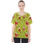 Background With Santa Claus, Christmas Decorations V-Neck Dolman Drape Top