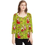 Background With Santa Claus, Christmas Decorations Chiffon Quarter Sleeve Blouse