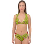 Background With Santa Claus, Christmas Decorations Double Strap Halter Bikini Set