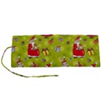 Background With Santa Claus, Christmas Decorations Roll Up Canvas Pencil Holder (S)