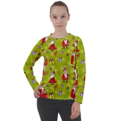 Background With Santa Claus, Christmas Decorations Women s Long Sleeve Raglan T