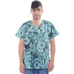 Blue Digits Background, Artwork, Numbers Men s V-Neck Scrub Top