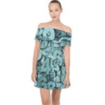 Blue Digits Background, Artwork, Numbers Off Shoulder Chiffon Dress