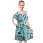 Blue Digits Background, Artwork, Numbers Kids  Cut Out Shoulders Chiffon Dress