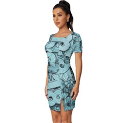 Fitted Knot Split End Bodycon Dress 