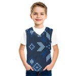 Blue Knitted Texture, Blue Christmas Background, Art Kids  Basketball Tank Top