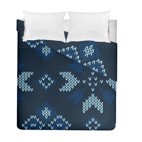 Blue Knitted Texture, Blue Christmas Background, Art Duvet Cover Double Side (Full/ Double Size) from ArtsNow.com