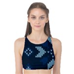 Blue Knitted Texture, Blue Christmas Background, Art Tank Bikini Top