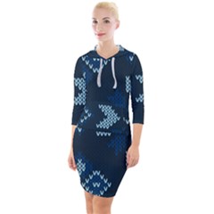 Quarter Sleeve Hood Bodycon Dress 