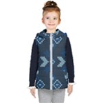 Blue Knitted Texture, Blue Christmas Background, Art Kids  Hooded Puffer Vest