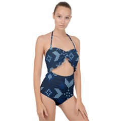 Scallop Top Cut Out Swimsuit 