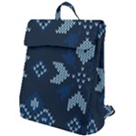 Blue Knitted Texture, Blue Christmas Background, Art Flap Top Backpack