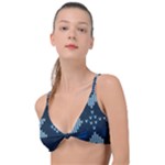 Blue Knitted Texture, Blue Christmas Background, Art Knot Up Bikini Top