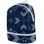 Blue Knitted Texture, Blue Christmas Background, Art Zip Bottom Backpack