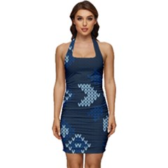 Sleeveless Wide Square Neckline Ruched Bodycon Dress 