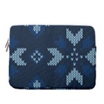 Blue Knitted Texture, Blue Christmas Background, Art 14  Vertical Laptop Sleeve Case With Pocket