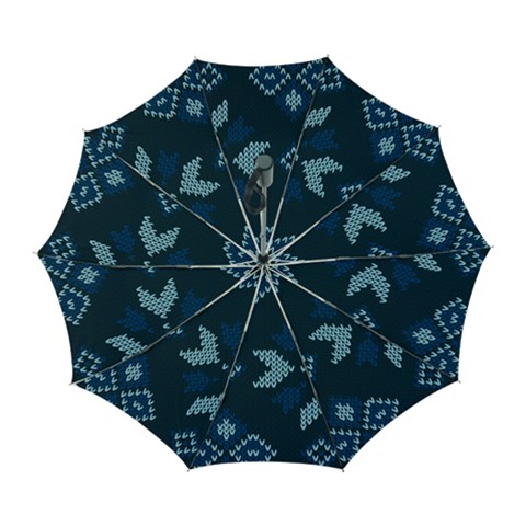 Blue Knitted Texture, Blue Christmas Background, Art Automatic Folding Umbrella with Case (Large) from ArtsNow.com