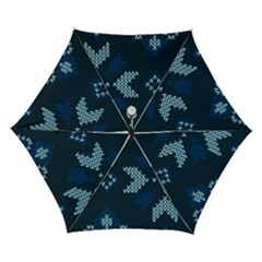 Blue Knitted Texture, Blue Christmas Background, Art Automatic Folding Umbrella with Case (Small) from ArtsNow.com