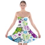 Butterflies, Abstract, Background, Colorful Strapless Bra Top Dress