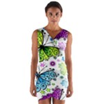 Butterflies, Abstract, Background, Colorful Wrap Front Bodycon Dress