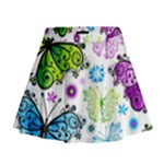 Butterflies, Abstract, Background, Colorful Mini Flare Skirt