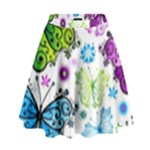 Butterflies, Abstract, Background, Colorful High Waist Skirt