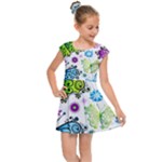 Butterflies, Abstract, Background, Colorful Kids  Cap Sleeve Dress