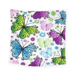 Butterflies, Abstract, Background, Colorful Square Tapestry (Small)