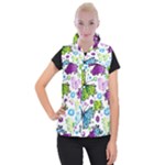 Butterflies, Abstract, Background, Colorful Women s Button Up Vest