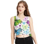 Butterflies, Abstract, Background, Colorful V-Neck Cropped Tank Top