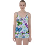 Butterflies, Abstract, Background, Colorful Tie Front Two Piece Tankini