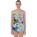 Butterflies, Abstract, Background, Colorful Babydoll Tankini Set