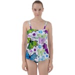 Butterflies, Abstract, Background, Colorful Twist Front Tankini Set