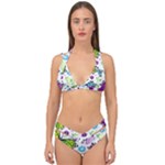 Butterflies, Abstract, Background, Colorful Double Strap Halter Bikini Set