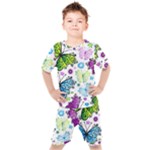 Butterflies, Abstract, Background, Colorful Kids  T-Shirt and Shorts Set