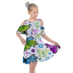 Kids  Shoulder Cutout Chiffon Dress 