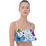 Butterflies, Abstract, Background, Colorful Frill Bikini Top