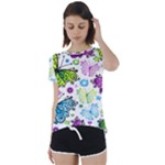 Butterflies, Abstract, Background, Colorful Short Sleeve Open Back T-Shirt