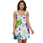 Butterflies, Abstract, Background, Colorful Ruffle Strap Babydoll Chiffon Dress