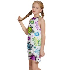 Kids  Halter Collar Waist Tie Chiffon Dress 