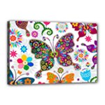 Butterflies, Abstract, Colorful, Floral, Flowers Canvas 18  x 12  (Stretched)