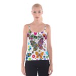 Butterflies, Abstract, Colorful, Floral, Flowers Spaghetti Strap Top