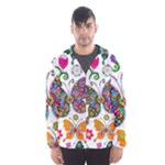 Butterflies, Abstract, Colorful, Floral, Flowers Men s Hooded Windbreaker