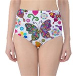 Butterflies, Abstract, Colorful, Floral, Flowers Classic High-Waist Bikini Bottoms