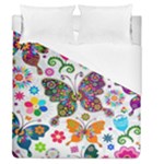 Butterflies, Abstract, Colorful, Floral, Flowers Duvet Cover (Queen Size)