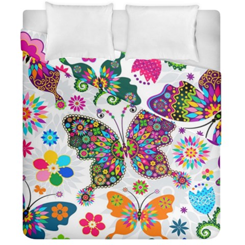 Butterflies, Abstract, Colorful, Floral, Flowers Duvet Cover Double Side (California King Size) from ArtsNow.com