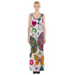 Butterflies, Abstract, Colorful, Floral, Flowers Thigh Split Maxi Dress