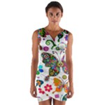 Butterflies, Abstract, Colorful, Floral, Flowers Wrap Front Bodycon Dress